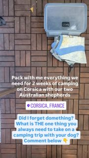 Lots of stuff to pack. I forgot to add poop bags, bowls, food supplements and a first aid kit to the video!Here's the list:
Collars with id tags
Extra collars
Harnesses
Extra harnesses
Lots of different leashes (short, long, elastic, flexi...)
Extra leashes
Dry up coats
Life jackets
Towels
Safety boots
Food
Water bowls (normal ones and travel ones)
Treat pouch
Muzzles for the ferry
Treats
Camping tie outs
Toys
More toys
Extra toys
Toys for Bass
Toys for water
Safety lights
Some brushes and a nail clipper